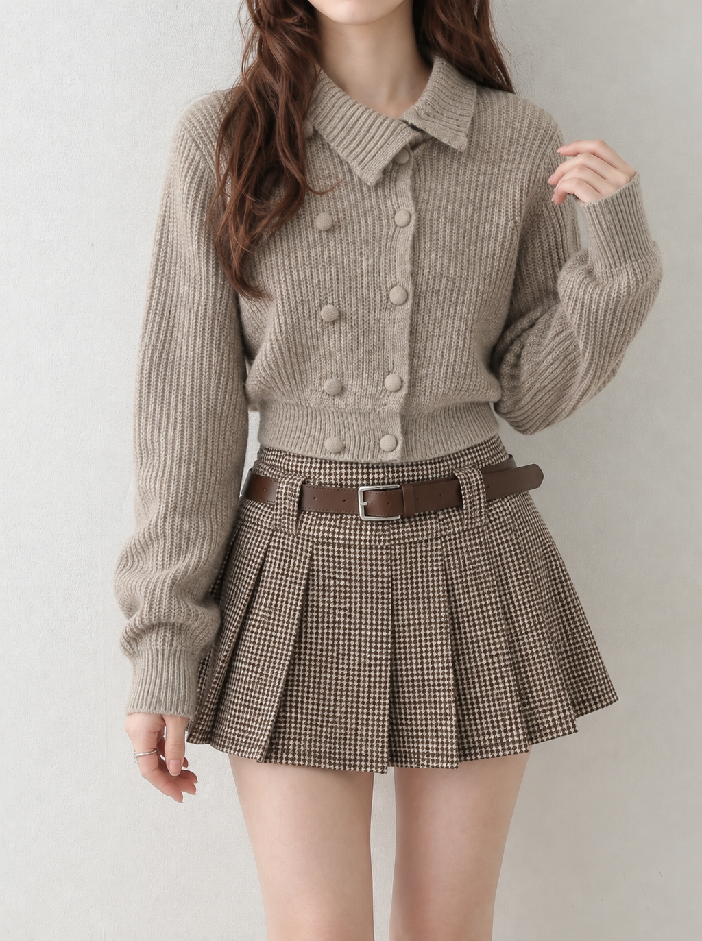 ナポレオンニットアシメショートニット&ミニスカート
