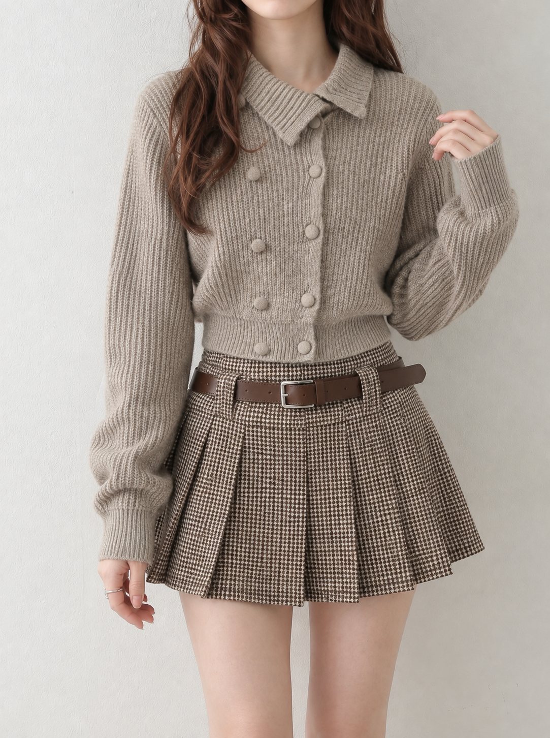 ナポレオンニットアシメショートニット&ミニスカート