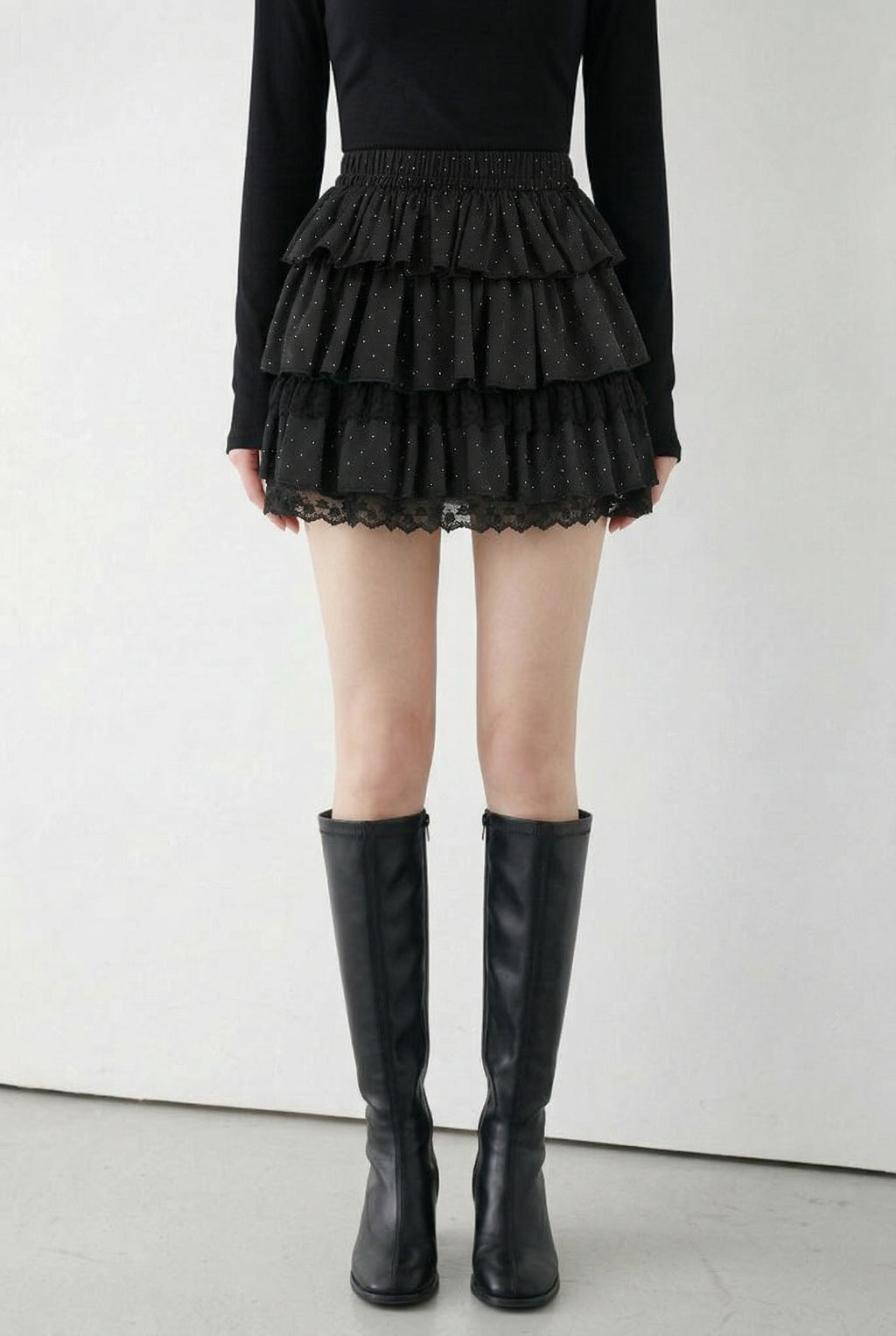 ハイウエストドットミニスカート