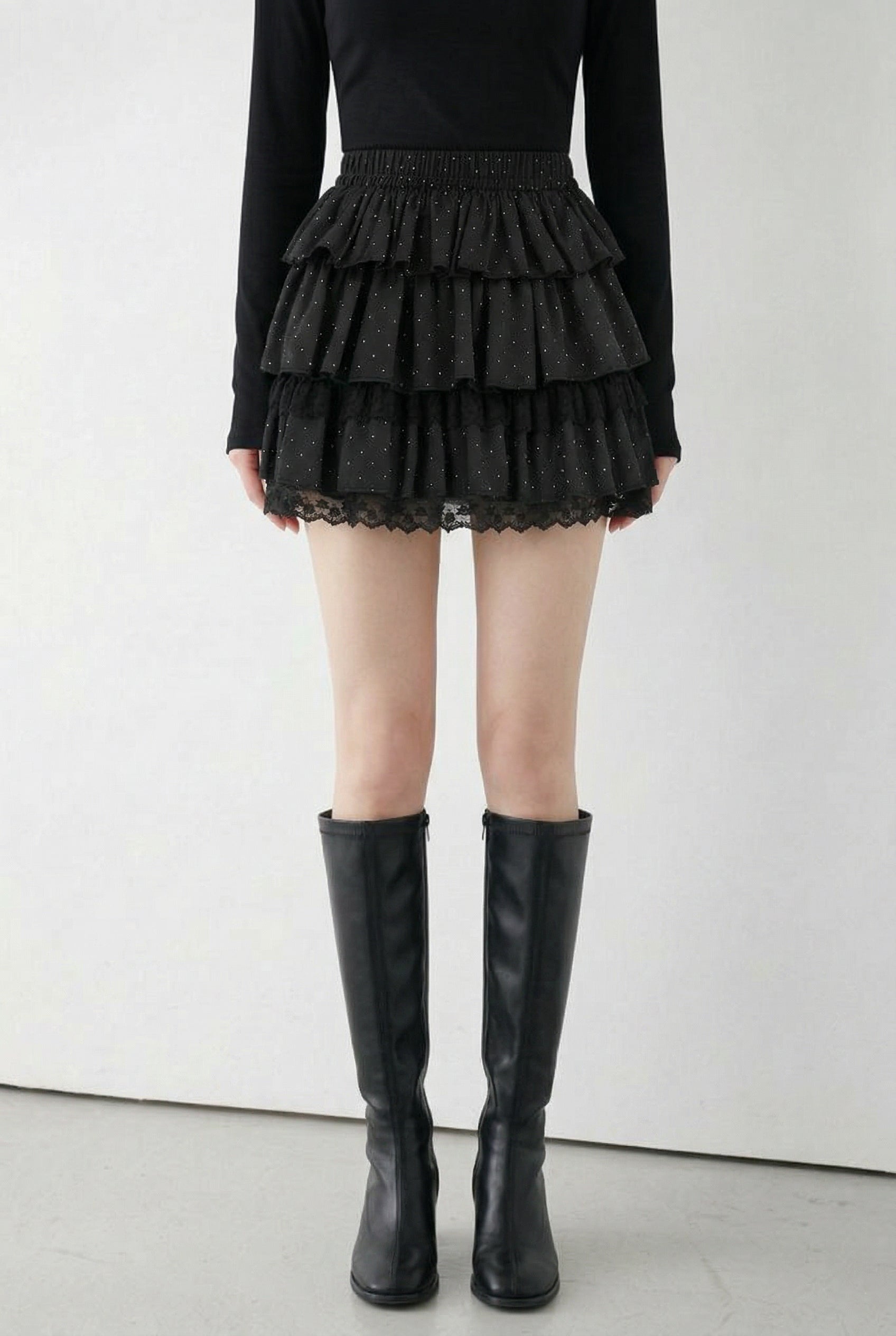 ハイウエストドットミニスカート